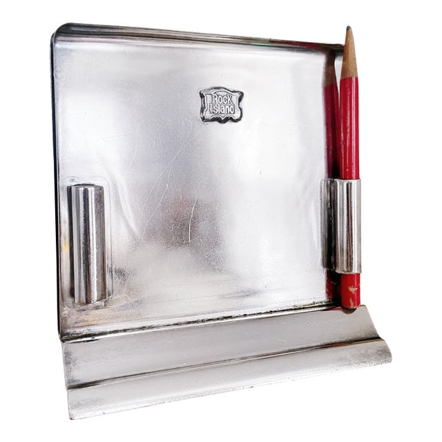 Antique Silver Plated Menu Holder From Rock Island Lines Railroad For Sale