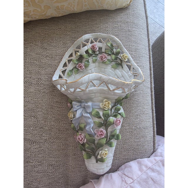 Large Antique German Wall Pocket Vase From Dresden For Sale In San Antonio - Image 6 of 8