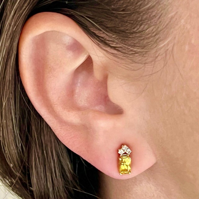 Natural Sapphire Diamond Earrings 14k Gold 1.74 TCW Certified For Sale - Image 14 of 18