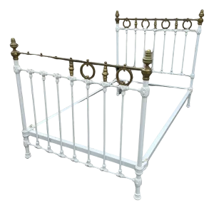 Antique Wrought Iron and White Brass Bed, 1900
