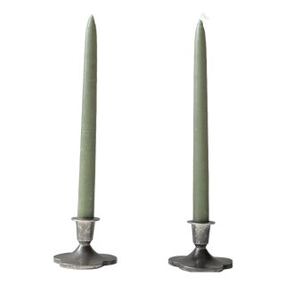 Art Deco 3-Clover Pewter Candlesticks from Just Andersen, 1940s, Set of 2 For Sale