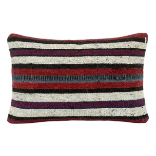Striped Kilim Lumbar Pillow Cover 14'' X 20'' For Sale