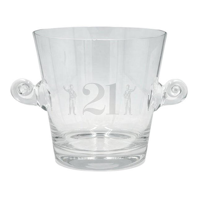 Vintage the 21 Club Nyc Restaurant Crystal Ice Bucket Tiffany & Co. Barware For Sale