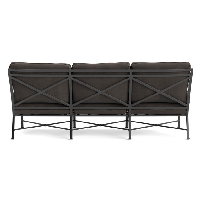 Brown Jordan Brown Jordan Venetian Sofa, Textured Pewter frame with Fusion Charcoal fabric For Sale - Image 4 of 11