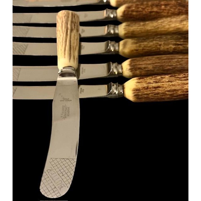 Silver Vintage J Fraser Horncraft of Braemar Scottish Stag Handled Butter Knife m - Set of Eight For Sale - Image 8 of 10