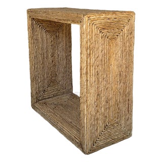 Organic Modern Woven Banana Accent Table For Sale