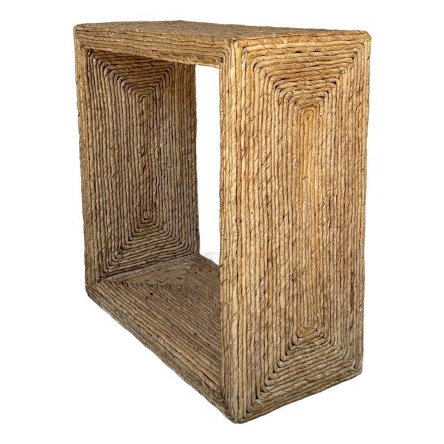 Organic Modern Woven Banana Accent Table For Sale
