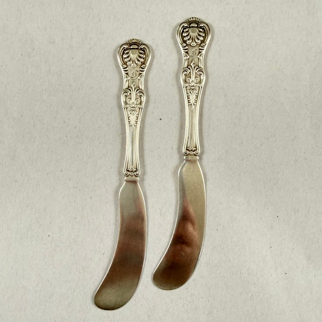 A set of two antique sterling silver spreaders in the “Kings” pattern from J.E.Caldwell Jewelers in Philadelphia, circa...