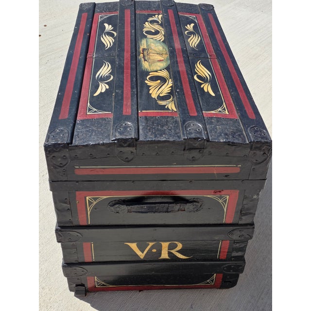 Antique Trunk With Later Painted Details For Sale - Image 10 of 17