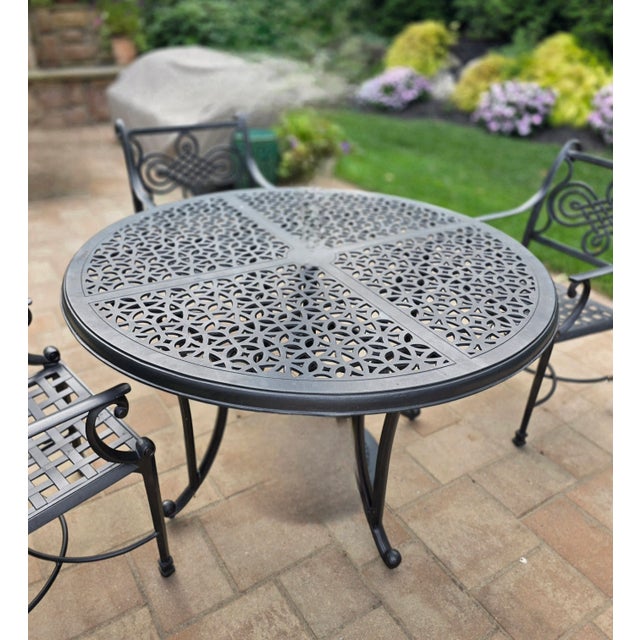 Outdoor Dining Table & Chairs W/ Cushions For Sale - Image 11 of 11