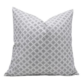 Fabdivine Handcrafted Block Print Cushion Cover 18x18 Inch Thick Cotton White-Chingari For Sale