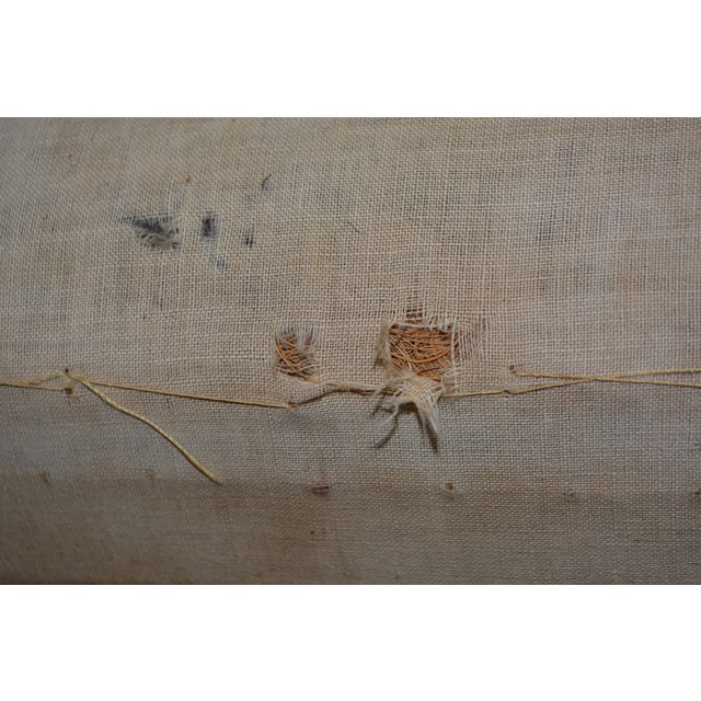 Antique Carved Wood Arm / Throne Chair Straw / Hair Stuffed W/ Metal Rivets For Sale - Image 11 of 17