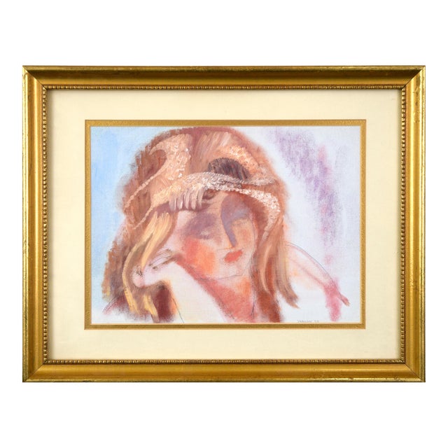 Vintage Expressive Multimedia Portrait of a Woman by Irvin Nahan For Sale