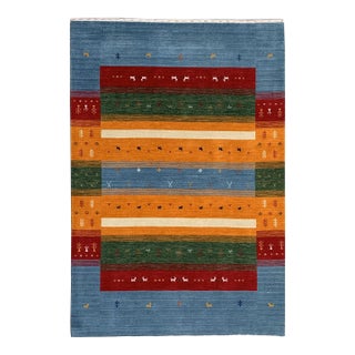 9x12 Timeless Gabbeh Multicolor Abstract Tribal Modern Handmade Wool Carpet Rug For Sale