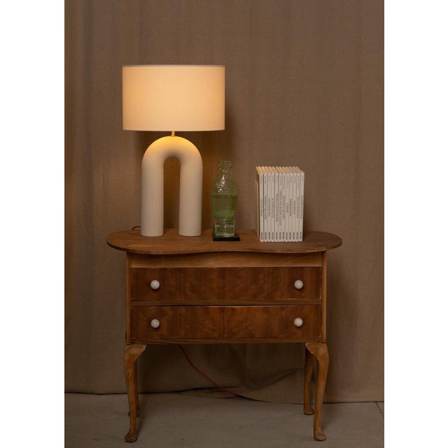 Ecru Ceramic Arko Table Lamp with Grey Olive Lampshade by Simone & Marcel For Sale - Image 16 of 17