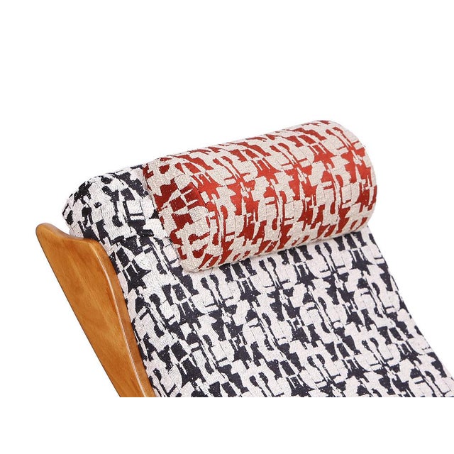 Wood Rocking Chair from Uluv with Upholstery from Élitis, 1950s For Sale - Image 7 of 9