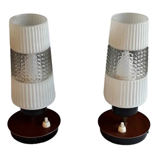 Vintage Bedside Lamps in Teak, 1970s, Set of 2 For Sale