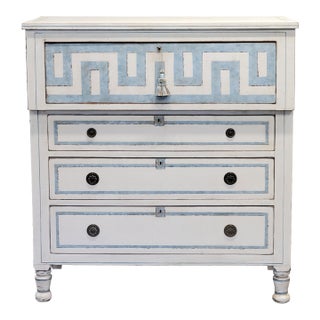 Antique English Painted Dresser Chest of Drawers With Greek Key Motif For Sale