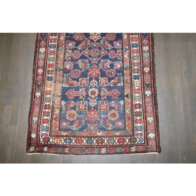 Early 20th Century Early 20th Century Navy Worn Persian Runner - 3'1" x 10' For Sale - Image 5 of 8