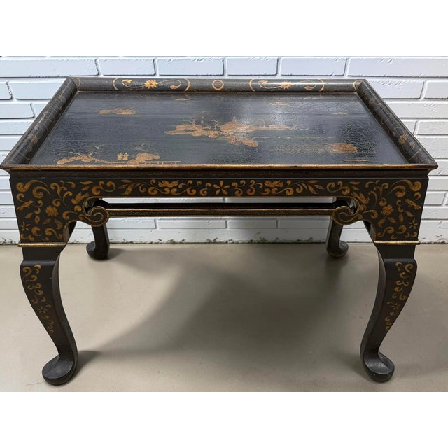 Rose Tarlow Rose Tarlow Melrose House Black Chinoiserie English Tea or Cocktail Table For Sale - Image 4 of 5