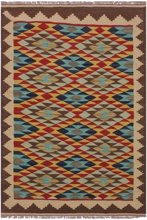 Shabby Chic Kilim Hand-Woven Wool Rug -3′4″ × 4′11″