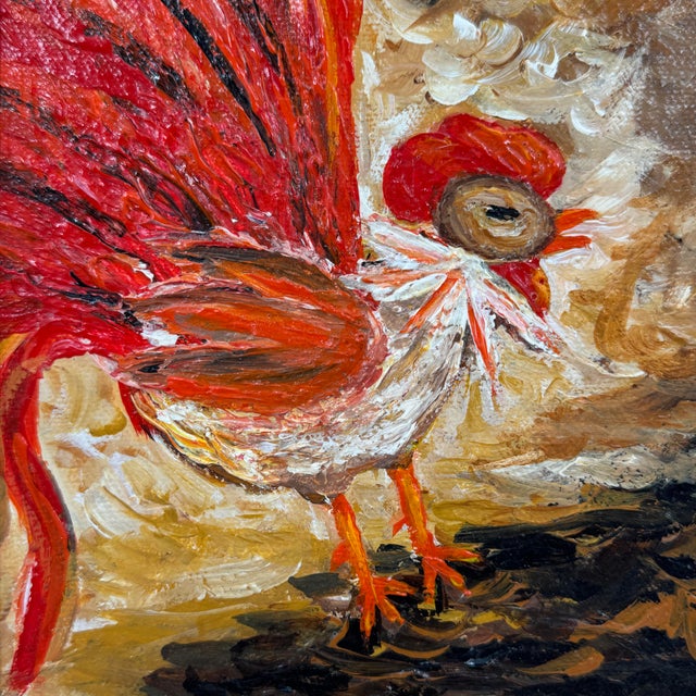 Original Rooster Oil Painting by Miami Artist Nuria Mesa For Sale - Image 4 of 10