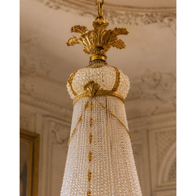 Metal Mid20C Artisan Louis XVI Gold Bronze Crystal Chandelier-1 Pc For Sale - Image 7 of 18