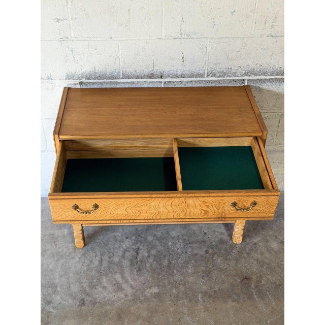 Oak 3 Drawer Dresser Chest With Brass Pulls Mid-Century Modern 1960s For Sale - Image 11 of 11