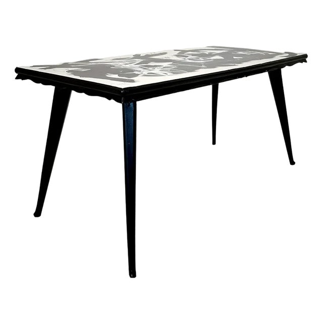 Abstract Painted Dining Table in Black and White, 1953 For Sale