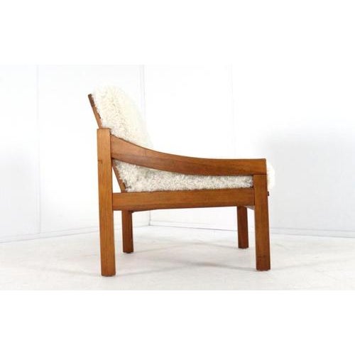 Pine Armchair with Cream Upholstery, 1970s For Sale - Image 4 of 15