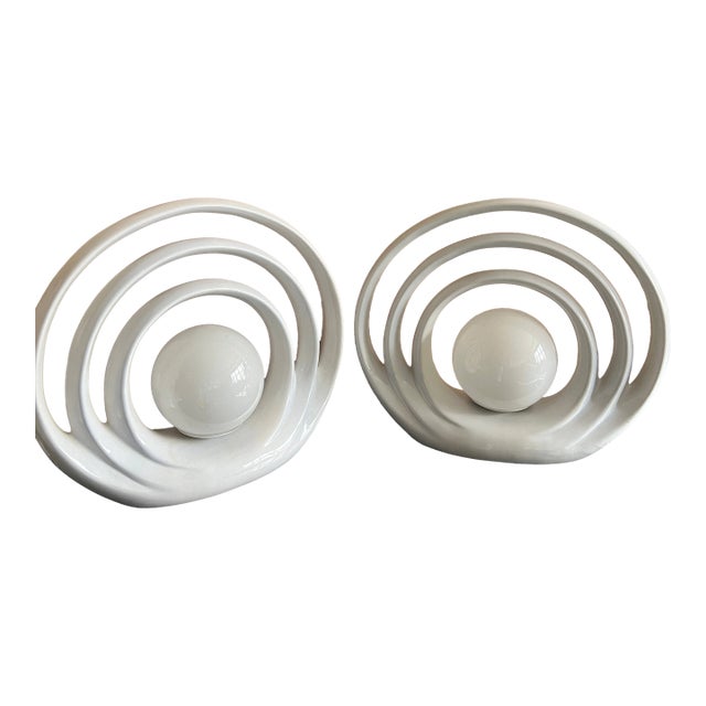 Vintage Mid-Century Modern Art Deco Porcelain Lamps - a Pair For Sale