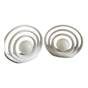 Vintage Mid-Century Modern Art Deco Porcelain Lamps - a Pair