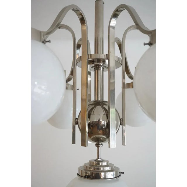 Art Deco Hungarian Chrome Glass Ceiling Lamp, 1930s For Sale - Image 10 of 12