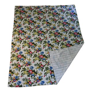 Folk Art Floral Kantha Blanket - 82.5ʺw × 103.5ʺh For Sale