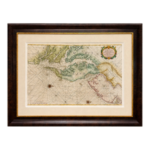 1773 Chesapeake & Delaware Bay Sea Chart Map – Revolutionary War Era by Mount & Page - Custom Framed