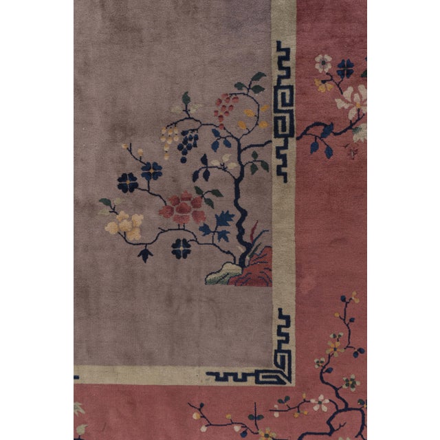 Textile Antique Circa 1920's Taupy-Gray Chinese Art Deco Hand Knotted Rug 8'10 X 11'2 For Sale - Image 7 of 12