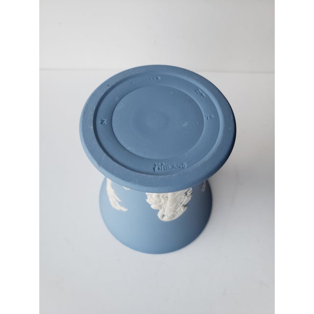 Vintage 1975 Wedgwood Blue Jasperware Small Flared Bud Vase - "Venus & Cupid" For Sale - Image 13 of 13