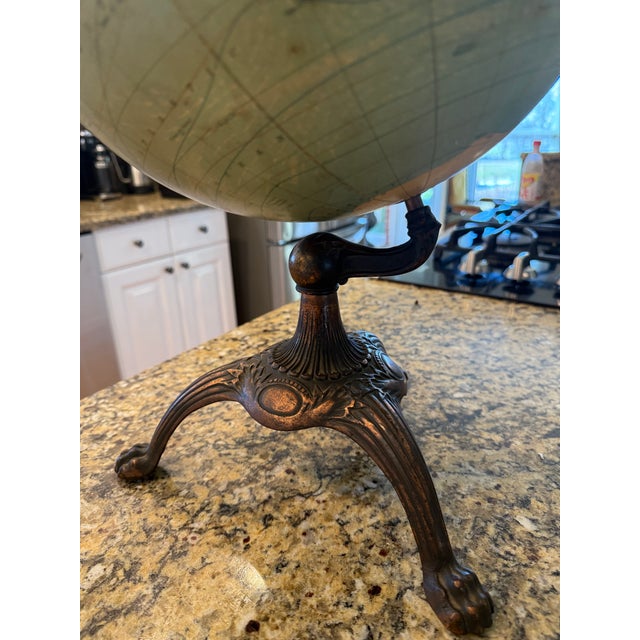Early 20th Century Lithographed and Cast Iron Globe For Sale - Image 9 of 9