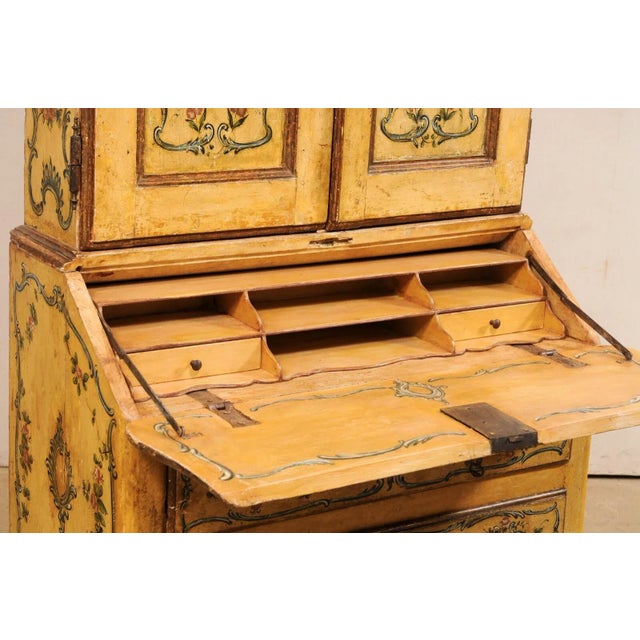 Hand-Painted 18th Century Venetian Tall Secretary Cabinet For Sale - Image 11 of 12