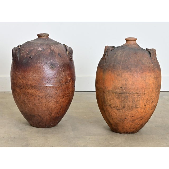Pair of French 19th Century Massive Ceramic Olive Oil Jars For Sale - Image 12 of 18