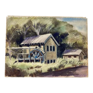 1940s Old Mill Oregon Watercolor Painting