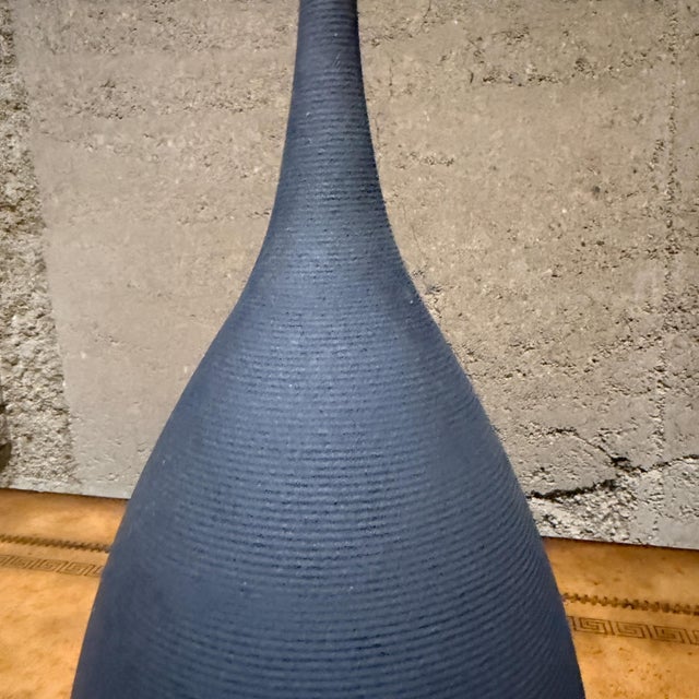 Contemporary Modernist Pottery Vase Dark Gray Horizontal Texture For Sale - Image 9 of 13