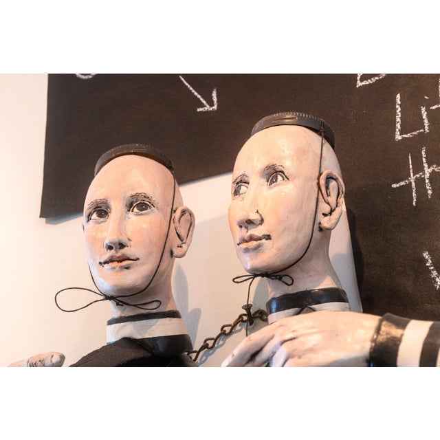 Joan Rasmussen - Co-Conspirators, 2012 Signed Mixed-Media Wall Ceramic Sculpture For Sale - Image 4 of 7
