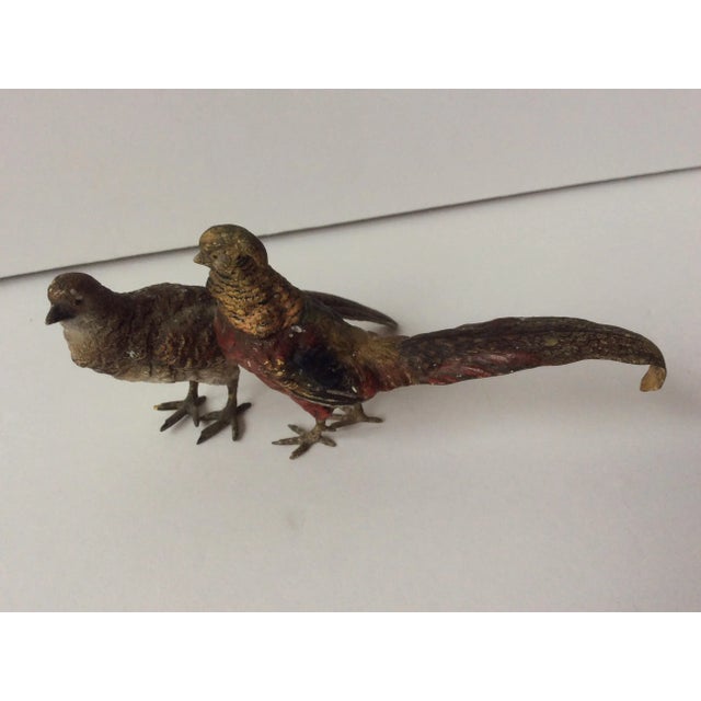 Quality antique Vienna Bronze sculpture of two birds with original painting.