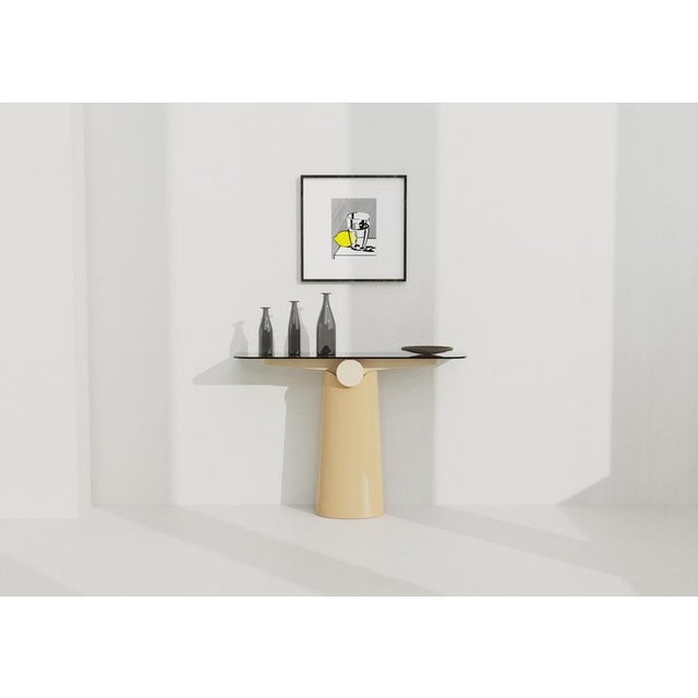 Betty console by haymann editions dimensions: d 35 x w 130 x h 89 cm. Materials: lacquered wood, smoked glass. The “betty”...