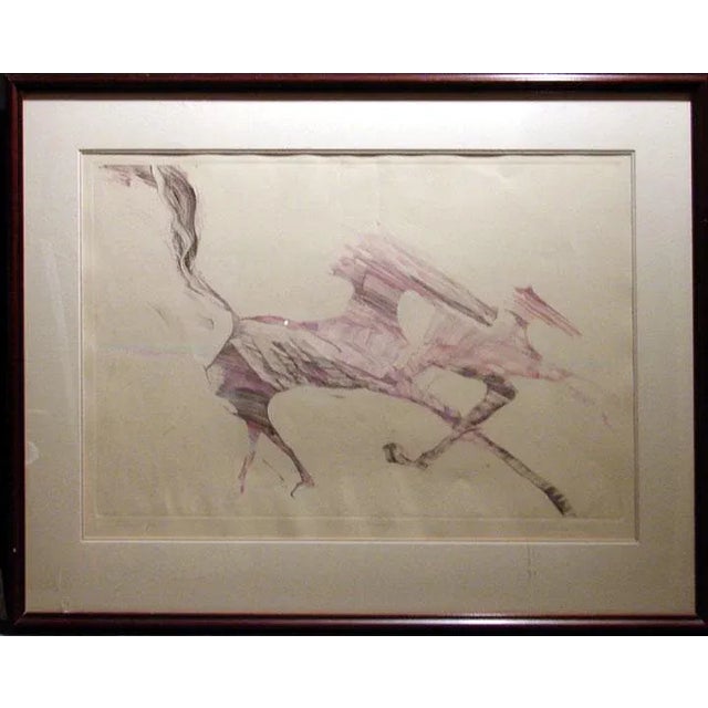 1990s 1990s "Dream of Horses" Abstract Signed Monotype by BC Nowlin, Framed For Sale - Image 5 of 5