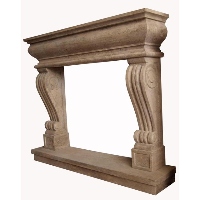 Italian Fireplace in Travertino For Sale - Image 5 of 6