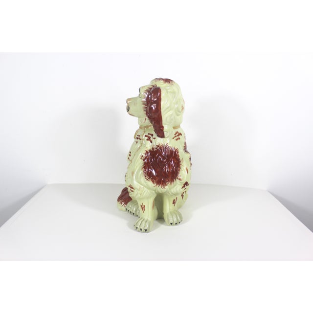 Very Large Vintage Staffordshire Spaniel Dog Hand Painted Collectible For Sale - Image 6 of 11