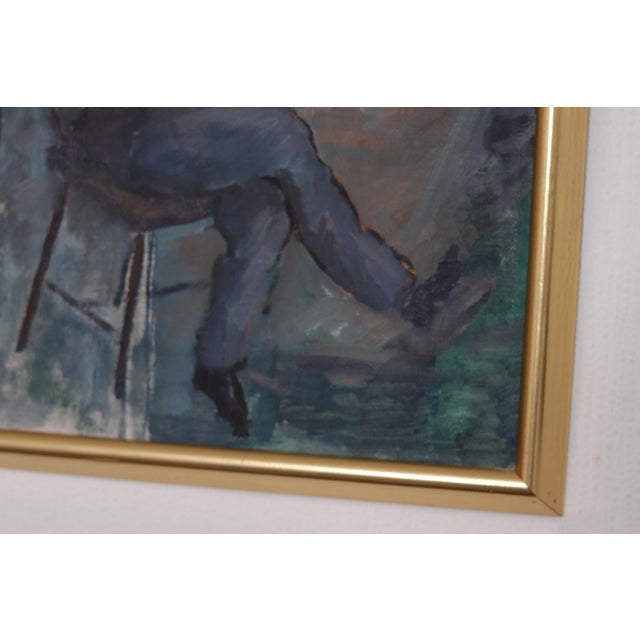 Calle Svensson, Troubadour with His Guitar, 1950s, Oil on Canvas, Framed For Sale - Image 10 of 15