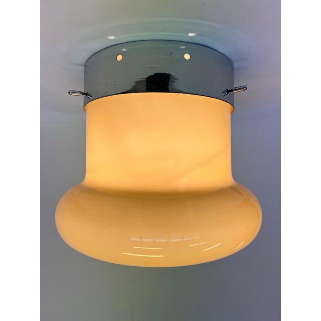 Mid-Century Modern Mid-Century Hotel Design Ceiling Lamp in Glass and Metal, Czechoslovakia, 1970s For Sale - Image 3 of 11